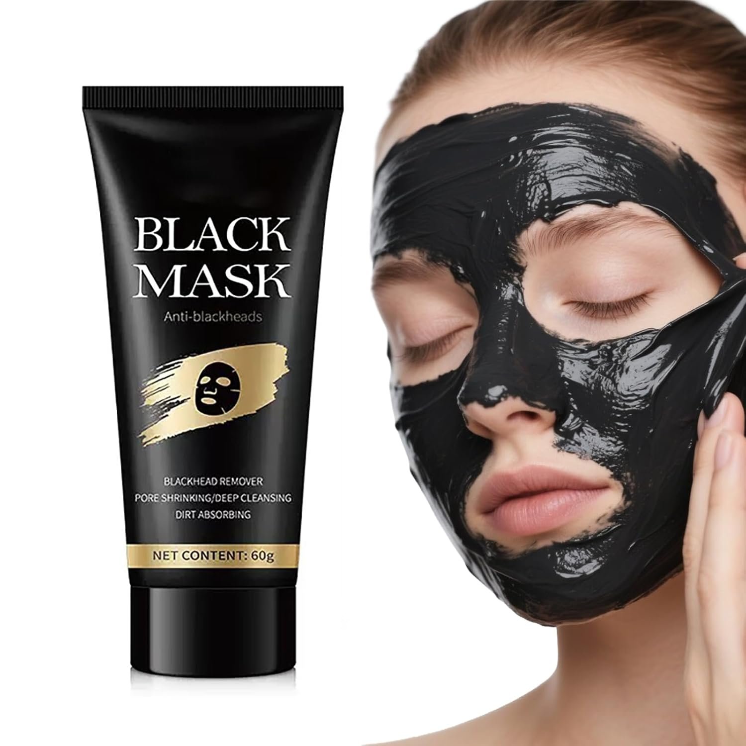 Blackhead Remover Mask, Charcoal Peel Off Face Mask, Deep Pore Cleansing for Face & Nose, Dirt & Oil Absorption, Pore Shrinking, For All Skin Types, 60g