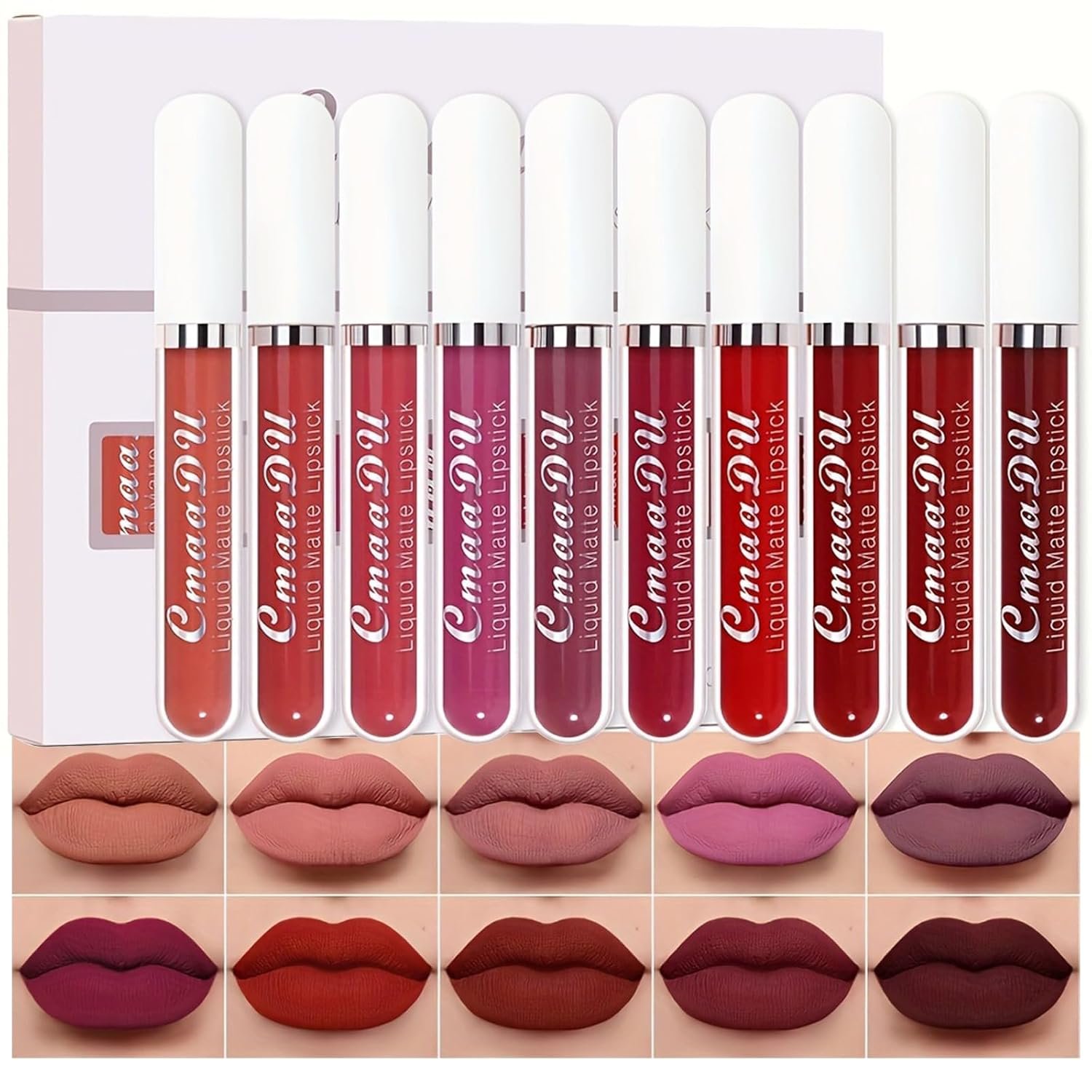 10 Pcs Matte Liquid Lipsticks Set with Waterproof and Long Lasting Lip Gloss Kit for Women Lip Makeup | Matte