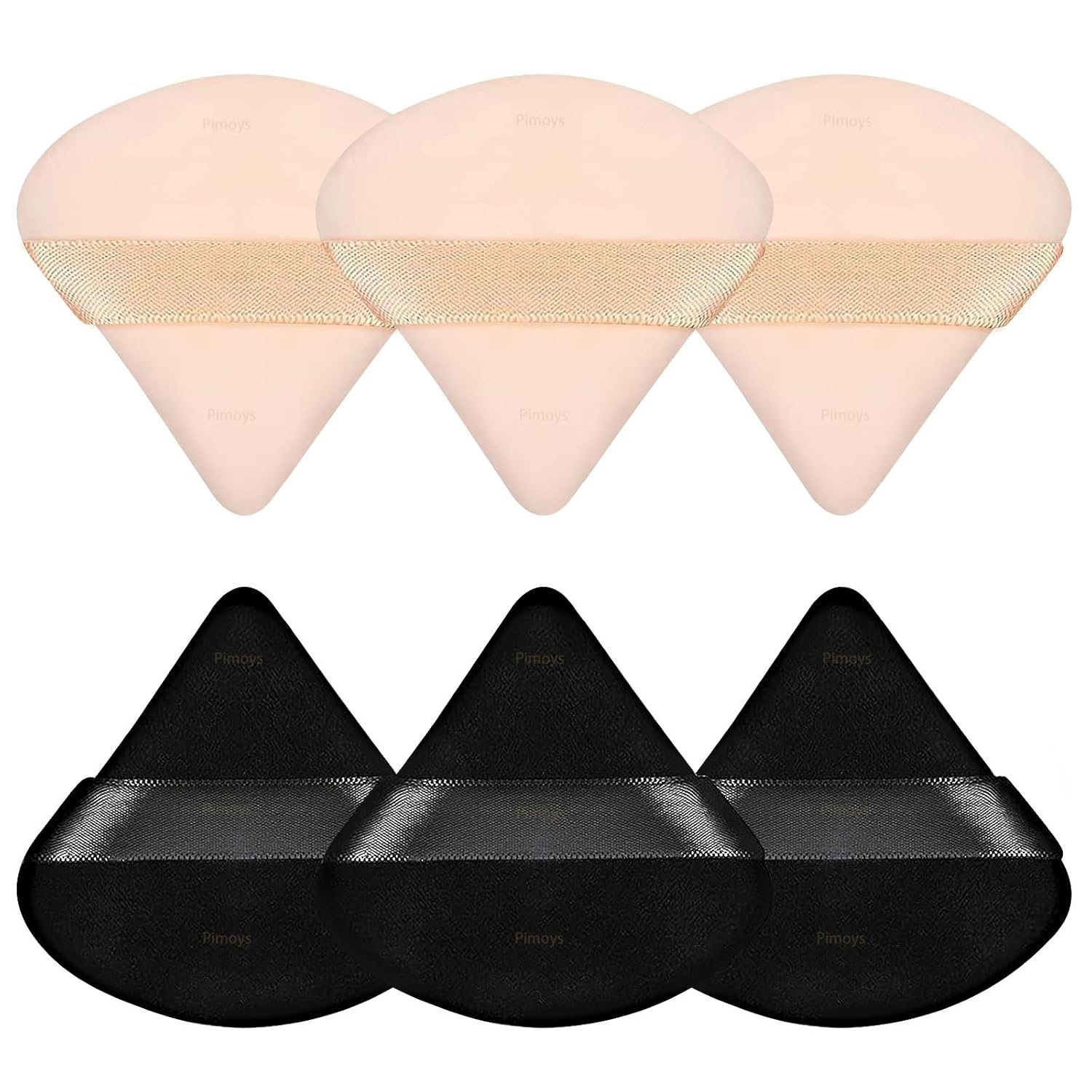 Pimoys 6 Pieces Powder Puff Face Triangle Makeup Sponge Soft Velour Puffs for Loose Powder Setting Powder Blender Foundation Sponge Beauty Makeup Tool for Women