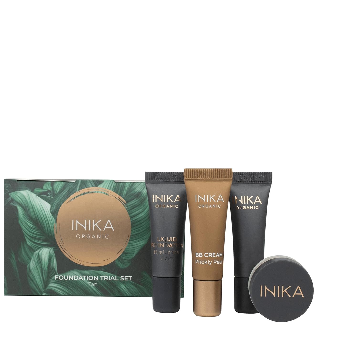 INIKA Organic Foundation Trial Set, Natural Mineral essentials kit, Vegan, Cruelty-Free, Paraben-Free, Rich in Antioxidants and Essential Fatty Acids, Comes in Sustainable Packaging – Tan