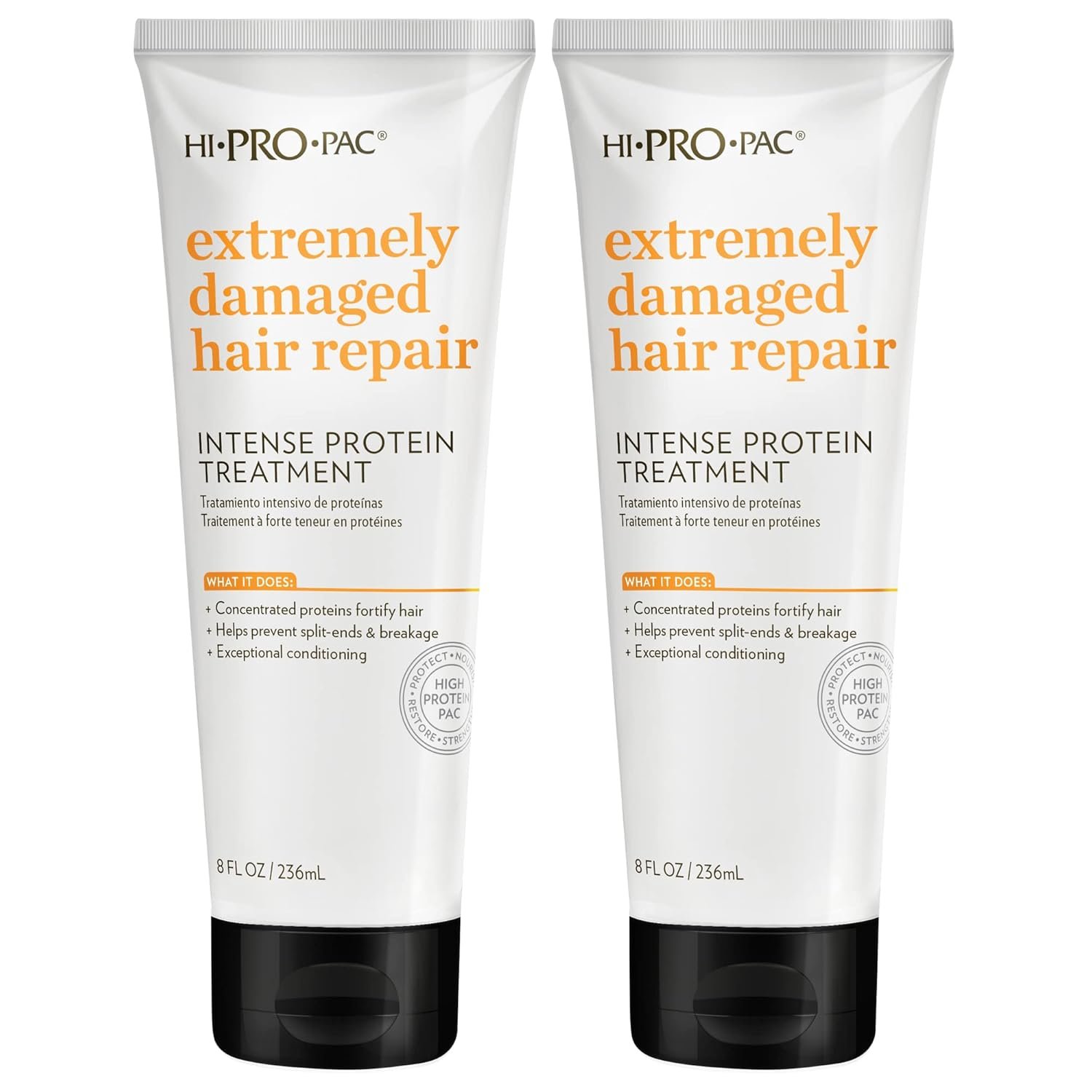 Hi-Pro-Pac Hair Mask – Extremely Damaged Hair Repair – (2-Pack) 8 fl oz – Intense Protein Treatment Masque – Deeply Conditions, Fortifies, and Helps Prevent Split Ends and Breakage