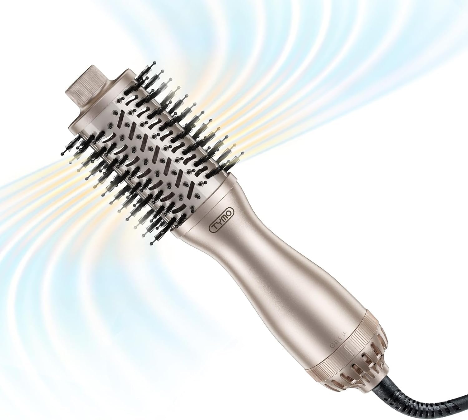 TYMO 2.0 Hair Blow Dryer Brush – Blowout Hot Air Brush, One Step Volumizer, Upgraded 2 Inch Oval Barrel Roller Curling Styler, 3X Faster Drying, 0.6 lb Lightweight, Straightener Curling in One, Gold