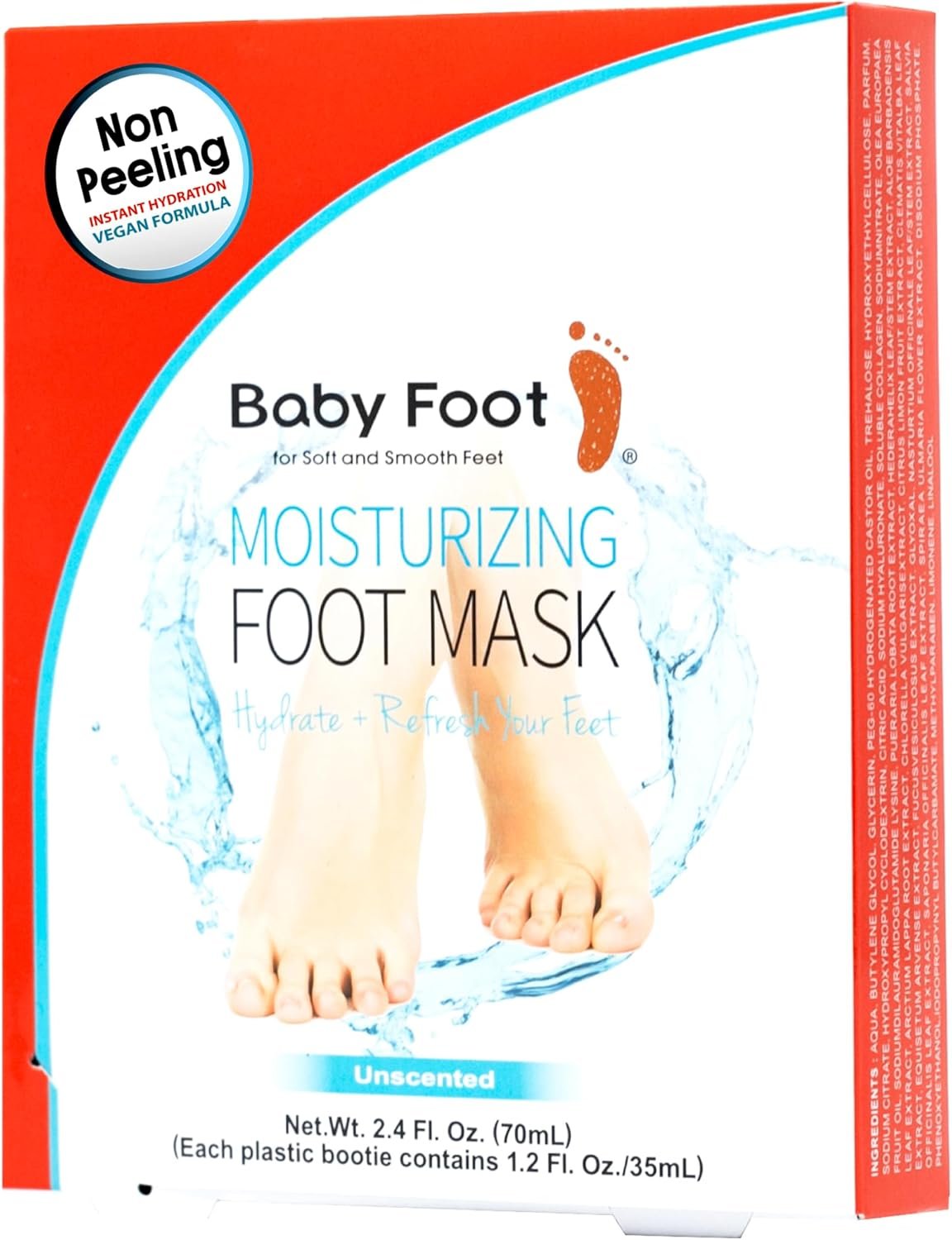 Baby Foot Unscented NON-PEEL Moisturing Mask – Hydrate and Refesh in 15-Minute – No Pain Feet Treatment – For Men and Women – Smooth and rich moisturizer for Baby Soft Feet