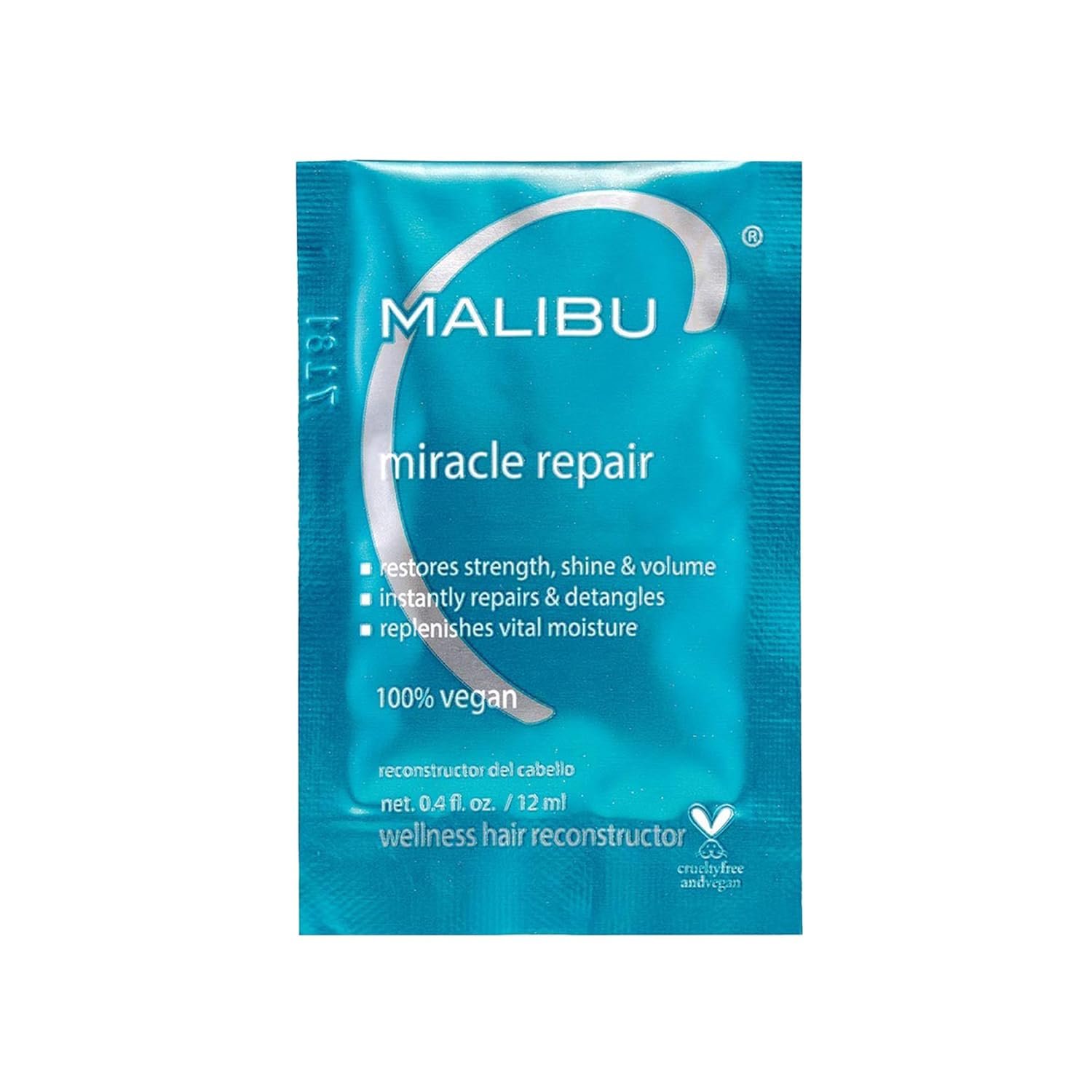 Malibu C Miracle Repair Hair Reconstructor (1 Packet) – Nourishing Hair Repair Treatment for Weak, Damaged Strands – Flax Protein & Vitamin B5 for Hair Strength