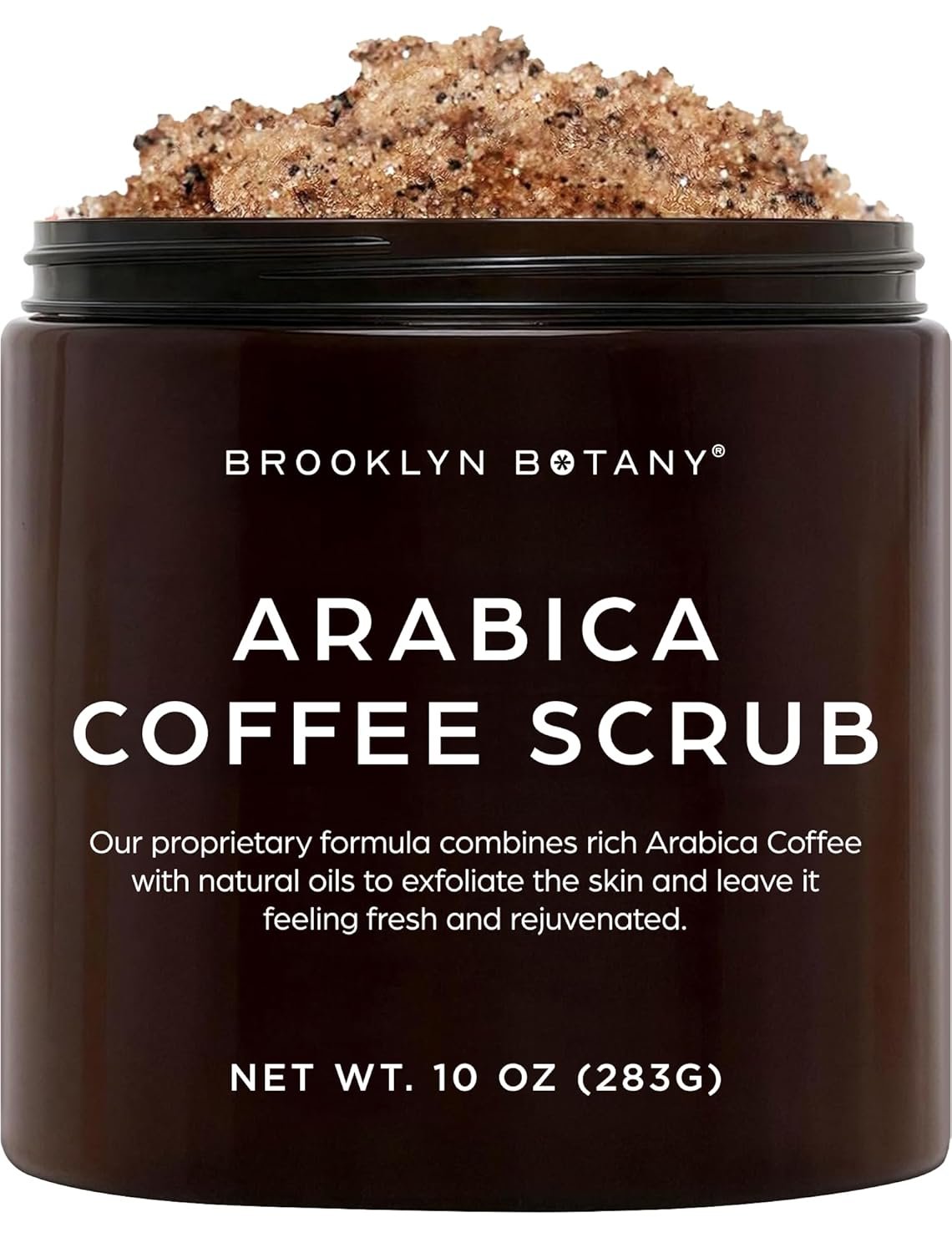 Brooklyn Botany Arabica Coffee Body Scrub – Moisturizing and Exfoliating for Body, Face, Hand, Foot – Fights Stretch Marks, Fine Lines, Wrinkles – Great Gifts for Women & Men – 10 oz