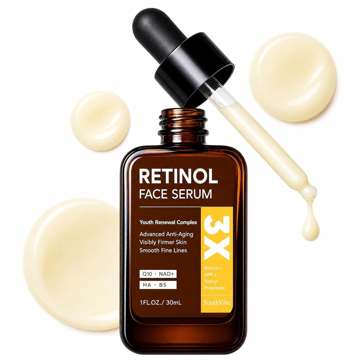 Retinol Serum for Face, Anti Aging & Anti Wrinkle B5 Resurfacing Retinol Serum with Niacinamide, Collagen & Hyaluronic Acid, Smooths Wrinkles & Fine Lines, Dark Spot Corrector, Brighten Dullness