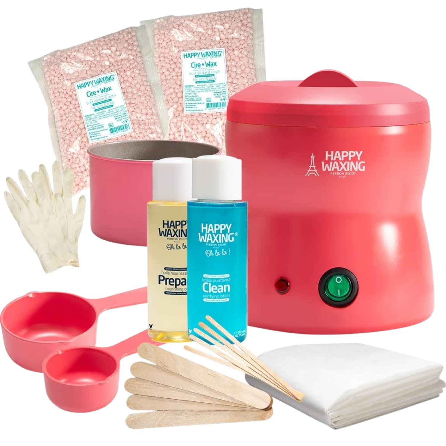 Premium Home Waxing Kit by Perron Rigot – The Original Pain-Free Hard Wax – Automatic Heater, Measuring Cups & Hypoallergenic Beads for Brazilian, Face & Body – Complete Salon Set
