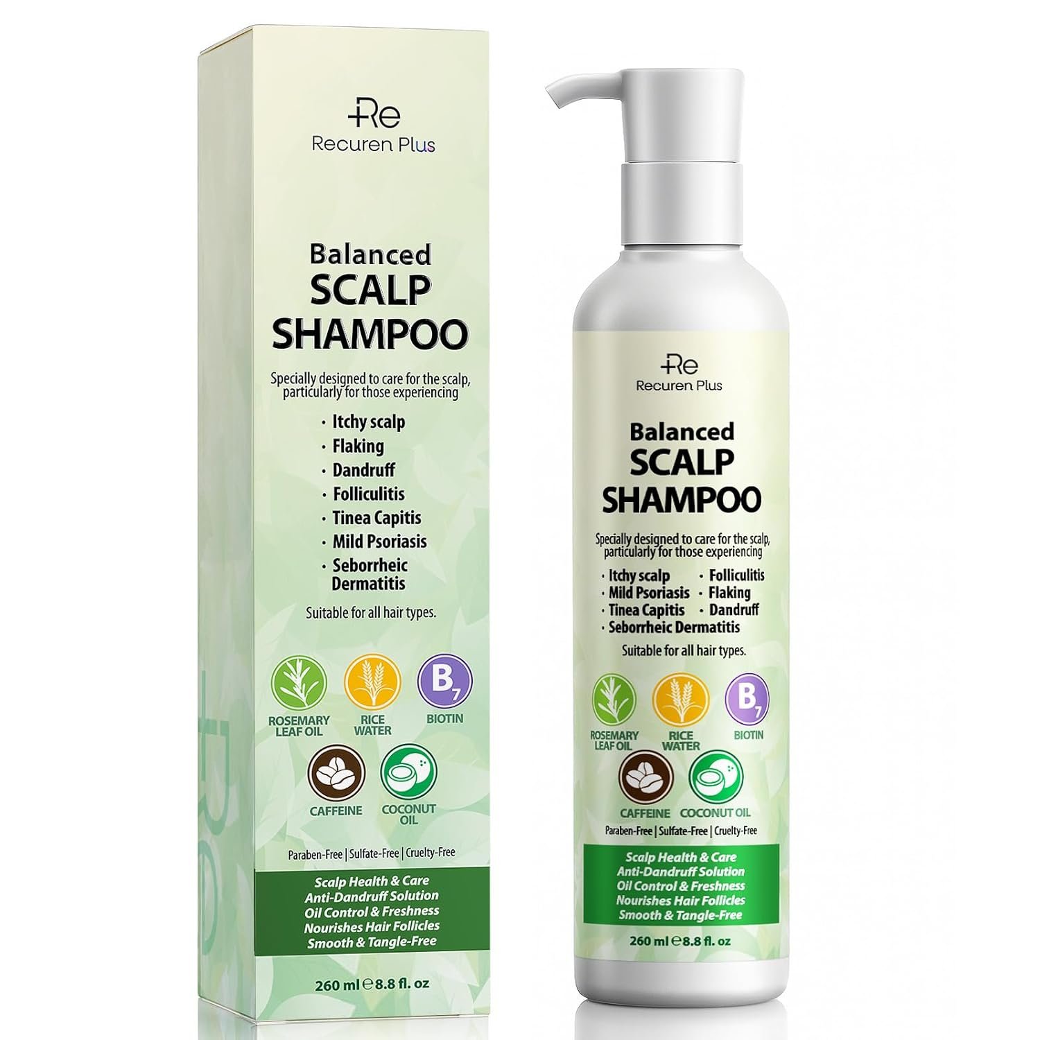 Antifungal Shampoo for Folliculitis and Seborrheic Dermatitis: Scalp Psoriasis Treatment, Dandruff & Itchy Scalp Relief with Salicylic Acid, Piroctone Olamine, Rosemary & Coconut Oil 8.8 fl.oz