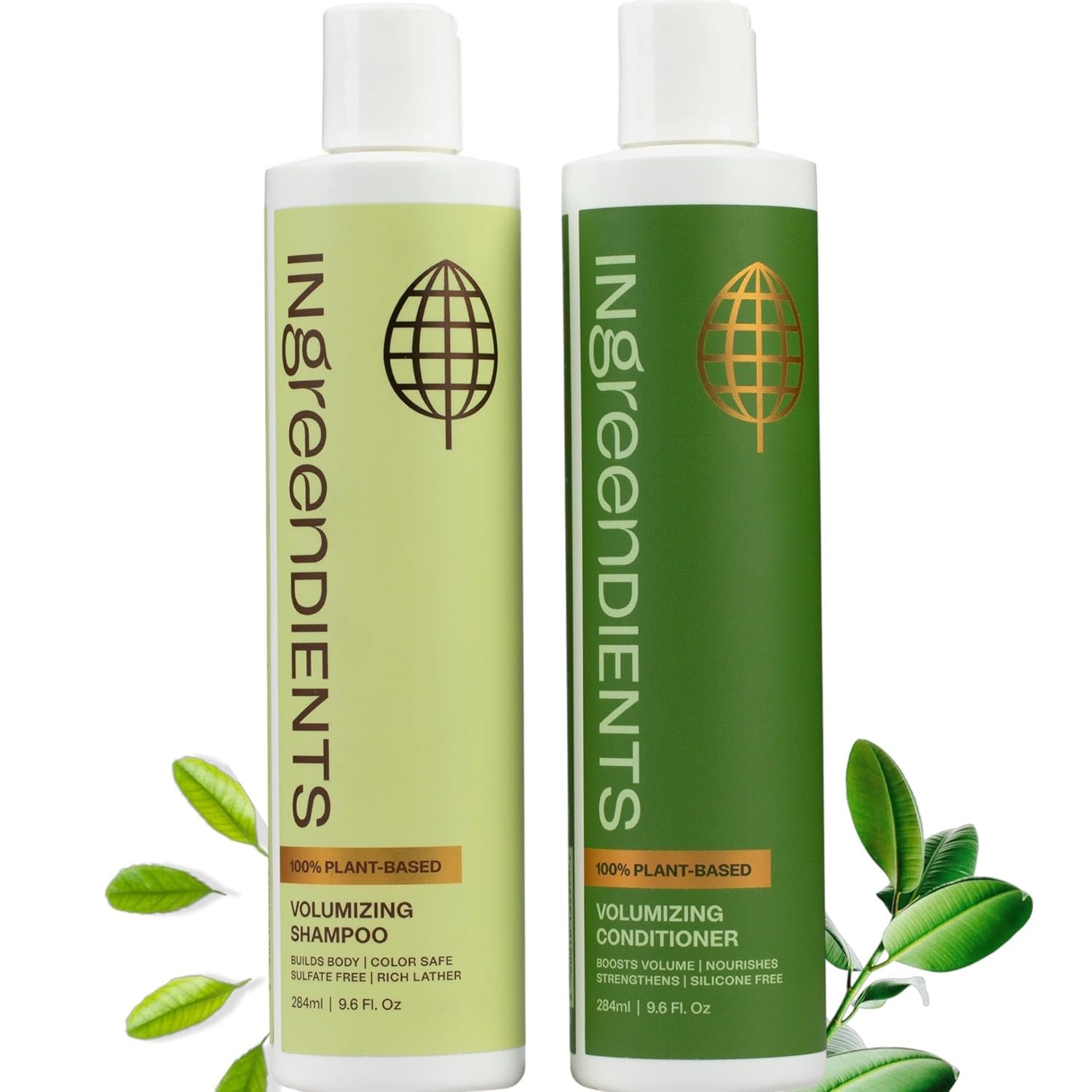 Ingreendients Non Toxic Sulfate Free Volumizing Shampoo & Conditioner with Organic Ingredients For Fine & Thin Hair – Color Safe, Paraben & Gluten Free, Silicone Free, Vegan, Cruelty-Free, pH Balanced