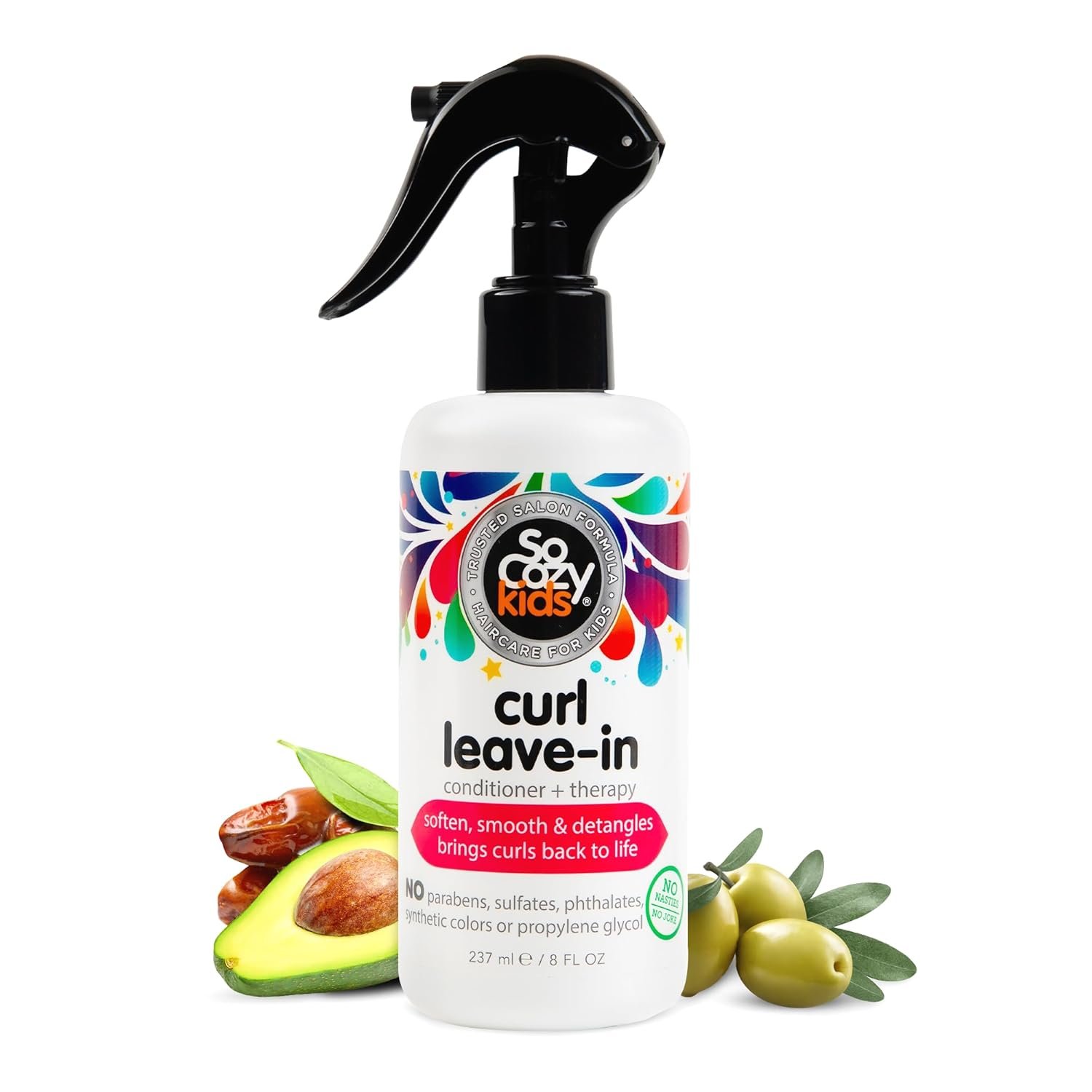 So Cozy Leave In Conditioner Spray (8 Fl Oz) Paraben-Free Detangler for Kids’ Curly Hair, Deep Conditioner & Tangle-Free Curls, Gentle & Nourishing with Keratin, Vitamin B5, Olive Oil & Jojoba Oil