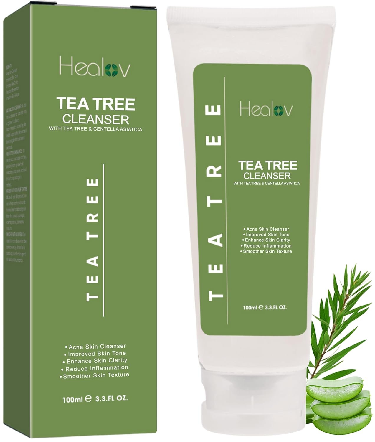Tea Tree Face Wash – Natural Tea Tree Soap Exfoliating Facial Cleanser – Tea Tree Oil Fights Acne, Skin Irritation and Prevents Breakouts – Deeply Cleansing, Hydrating Liquid Soap for Calm Fresh Skin