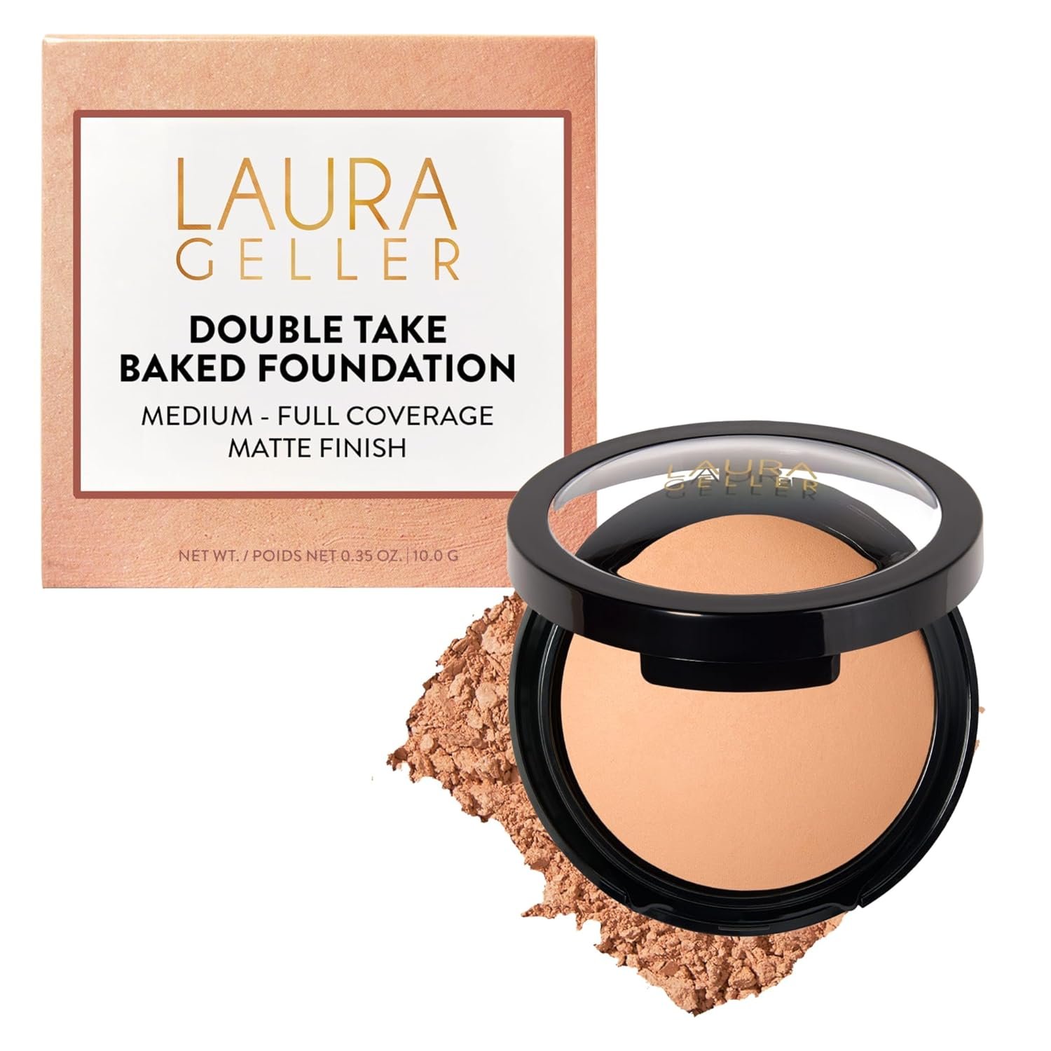 LAURA GELLER NEW YORK Baked Double Take Powder Foundation – Light – Buildable Medium to Full Coverage – Matte Finish