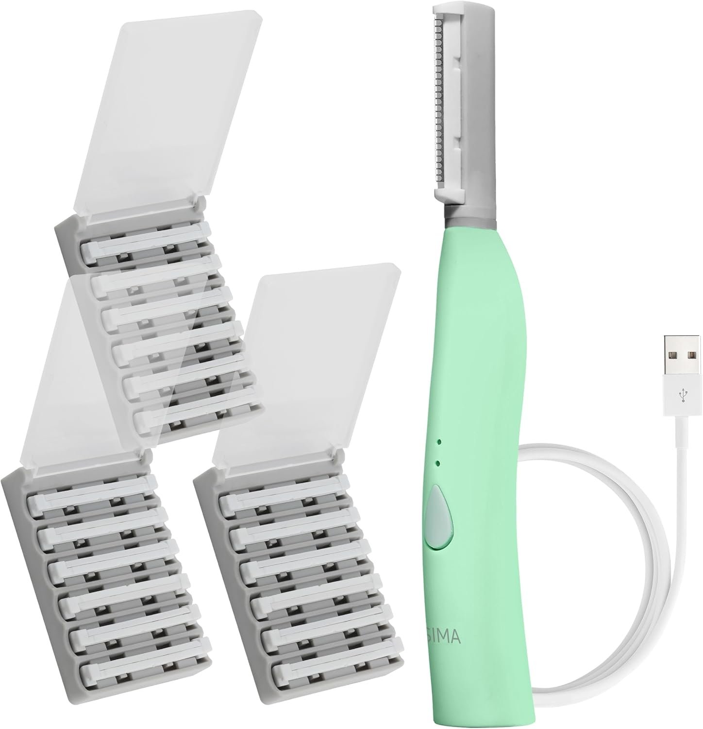 SPA SCIENCES – SIMA Patented Dermaplane Razor for Women Face – Painless 2-in-1 Facial Exfoliation & Peach Fuzz Hair Removal – Anti-Aging – 3 Speeds – Rechargeable – 19 Weeks Treatment