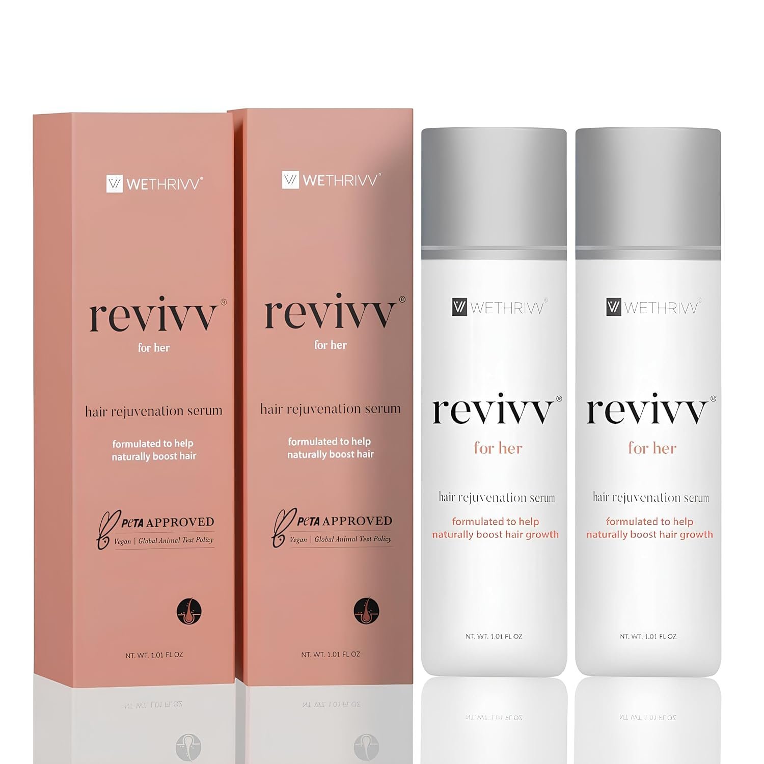 REVIVV Women’s Hair Serum 2 Pack | Thicker, Fuller Hair with Our Natural Growth Products | Enhanced Scalp Health and Vitality | Combating Thinning & Packed with Vitamins
