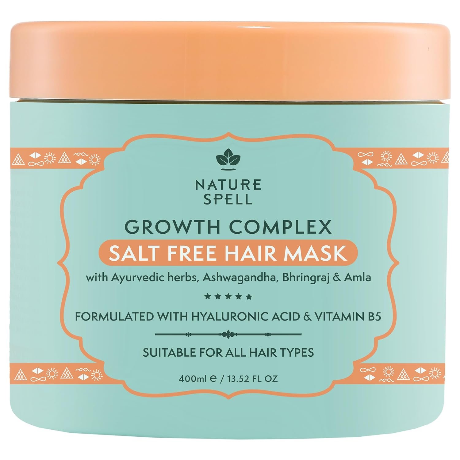 Nature Spell Hair Growth Mask, Deep Conditioner for Dry and Damaged Hair, Strengthens & Repairs Dull Tresses, with Hyaluronic Acid, Coconut Oil and Shea Butter, Colour Safe, Vegan, 13.52 Fl Oz
