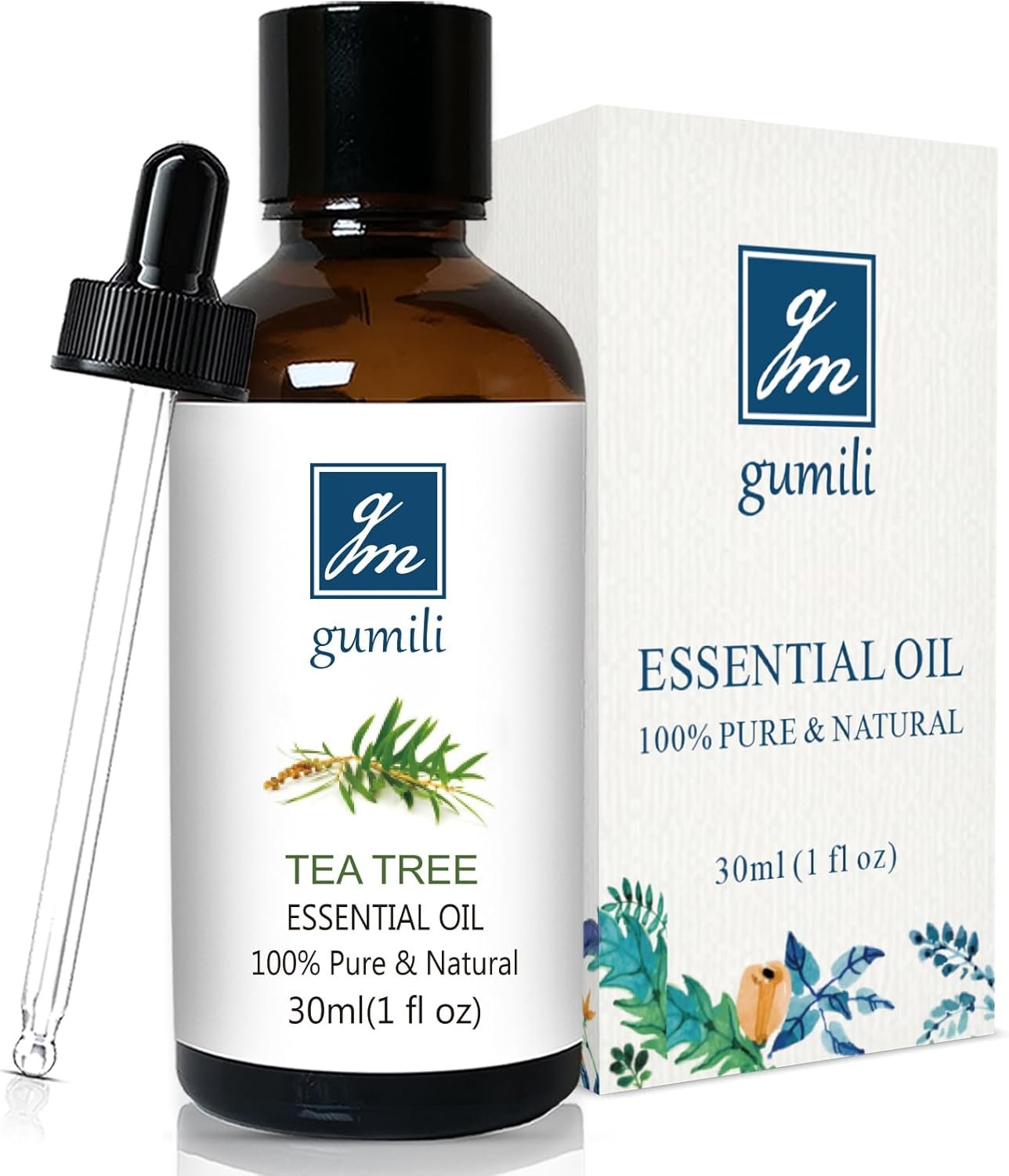 GM Gumili Tea Tree Oil for Skin, Hair, Nails, Face Body Wash, Foot Soak, Spray, 100% Pure Tea Tree Essential Oil – 30ml