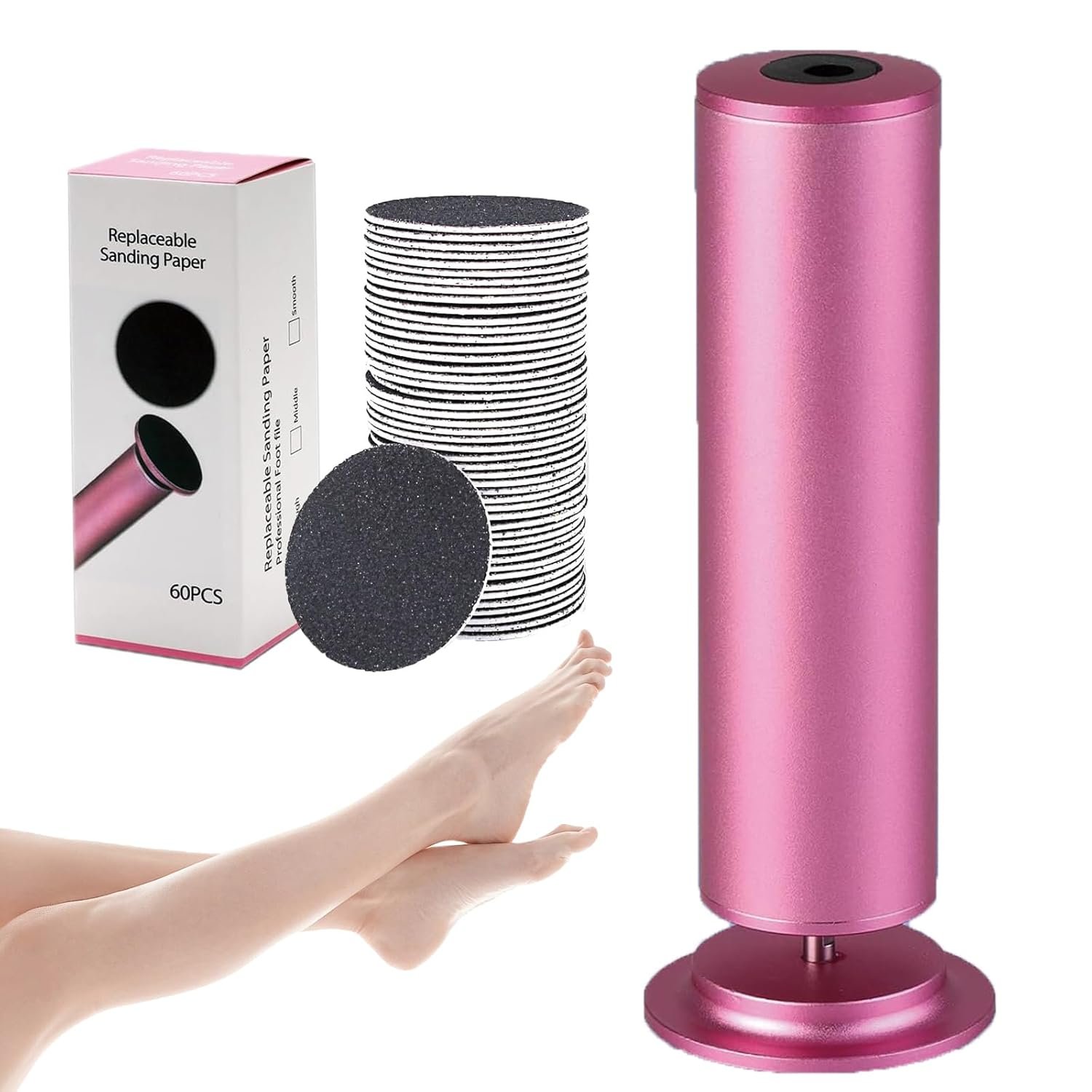 Dermave Upgraded Electric Callus Remover for Feet,Electric Foot File Foot Sander,Adjustable Speed Foot Scrubber,Women Men Dead Skin and Cracked Professional Pedicure Tool,60Pcs Sandpaper Discs