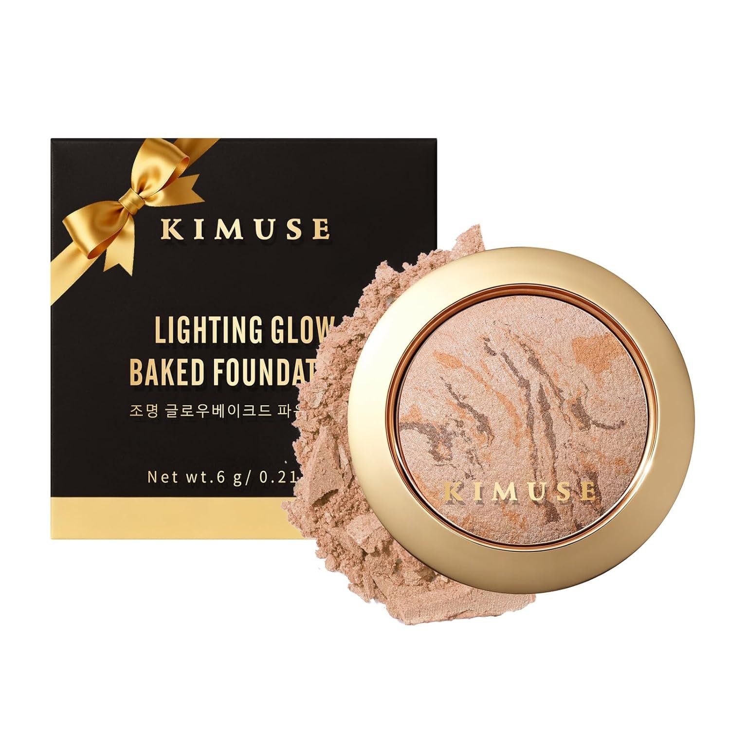 KIMUSE Baked Foundation – Brighten Color Correcting Powder Foundation for Mature Skin, Buildable Coverage, Radiant Natural Finish