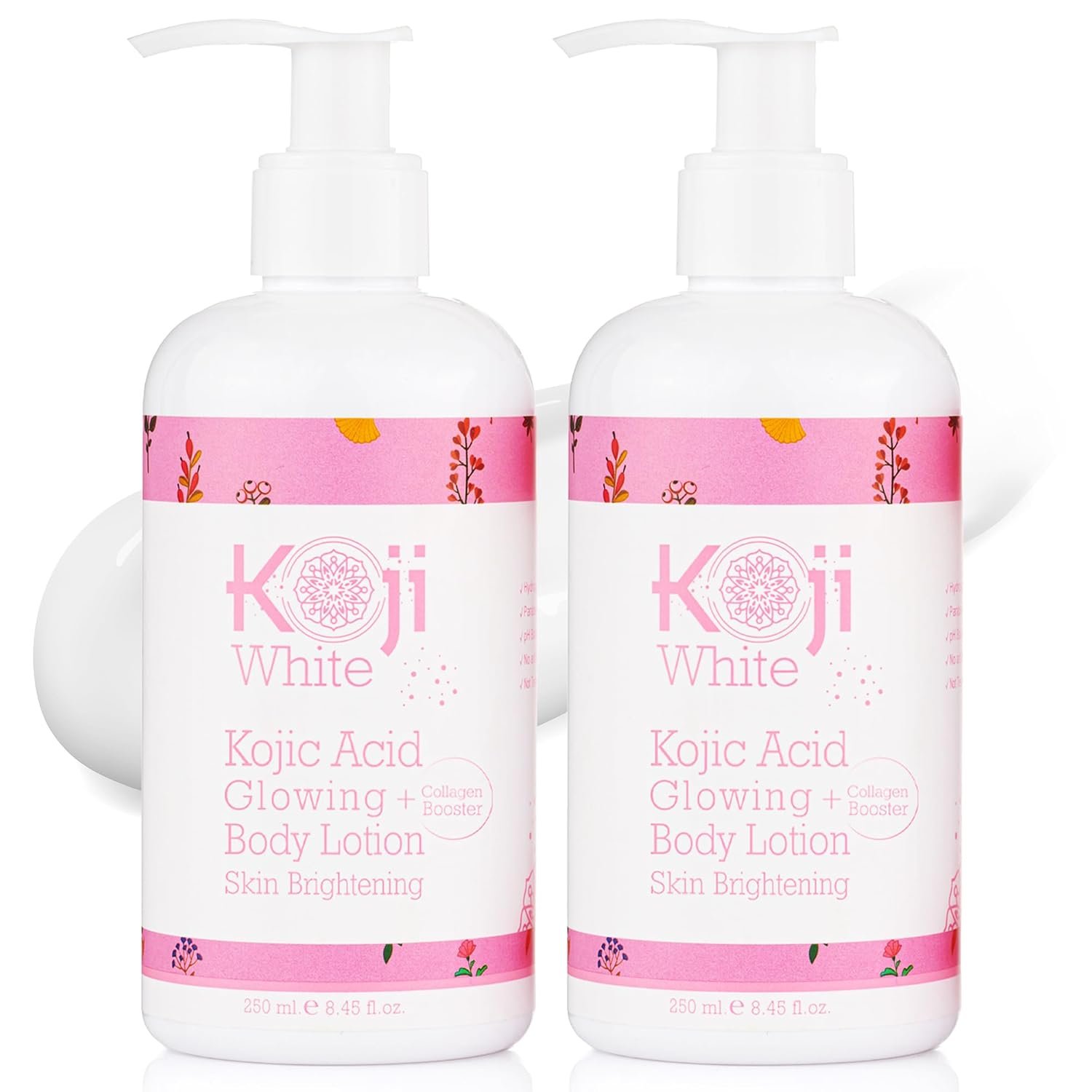 Koji White Kojic Acid & Collagen Body Lotion, Women Gifts Set for Skin Brightening with Arbutin, Glowing Skin, Moisturizer & Radiant Complexion, Uneven Skin Tone – Vegan, 8.45 Fl Oz (2 Packs)