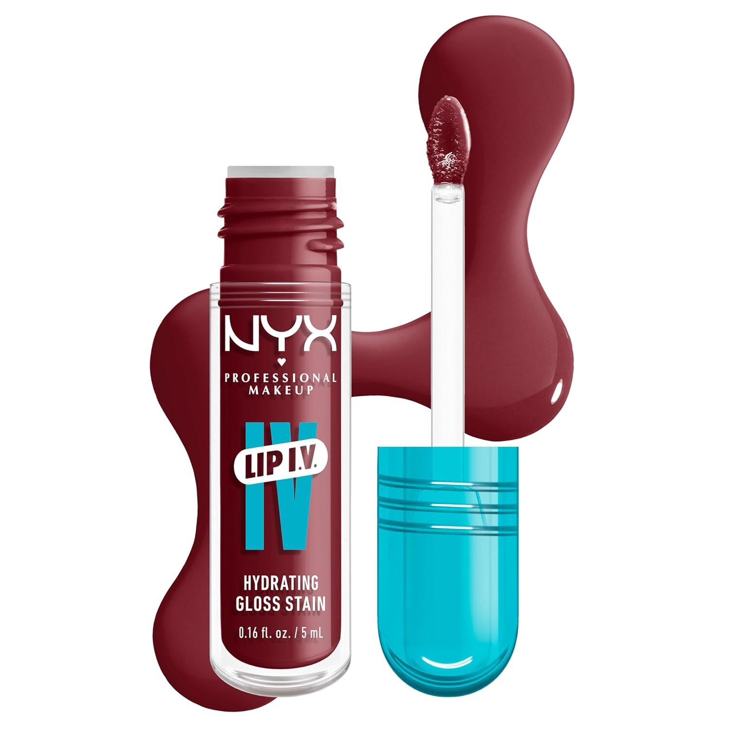 NYX PROFESSIONAL MAKEUP Lip IV Hydrating Glossy Lip Stain with 12HR Hydration – Drippin In Rose (Pink)