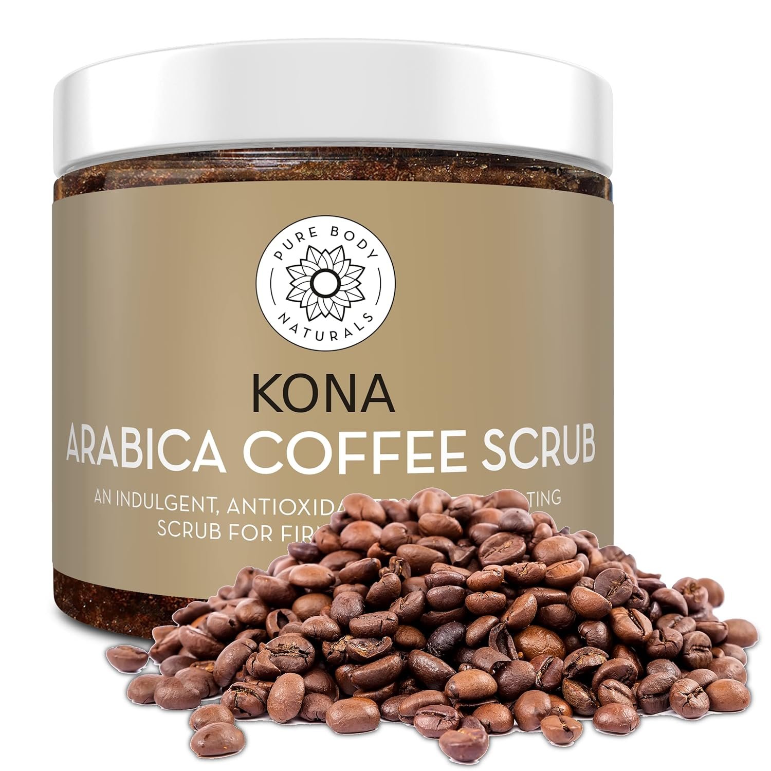 Pure Body Naturals Arabica Coffee Body Scrub Exfoliator – Loaded with Caffeine for Cellulite and Stretch Marks | Exfoliating Skin on Face, Hand, Foot, Butt – Coffee Scrub for Women, 12 Ounce