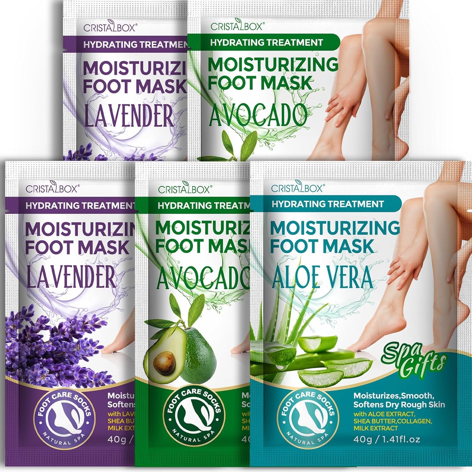 5 Pack Moisturizing Foot Mask,Hydrating Foot Masks for Dry Cracked Feet,Moisturizing Socks Dry Skin Moisturizer for Soft and Smooth Touch Feet,Foot Care Spa Gifts for Women Men Fathers Day Gift