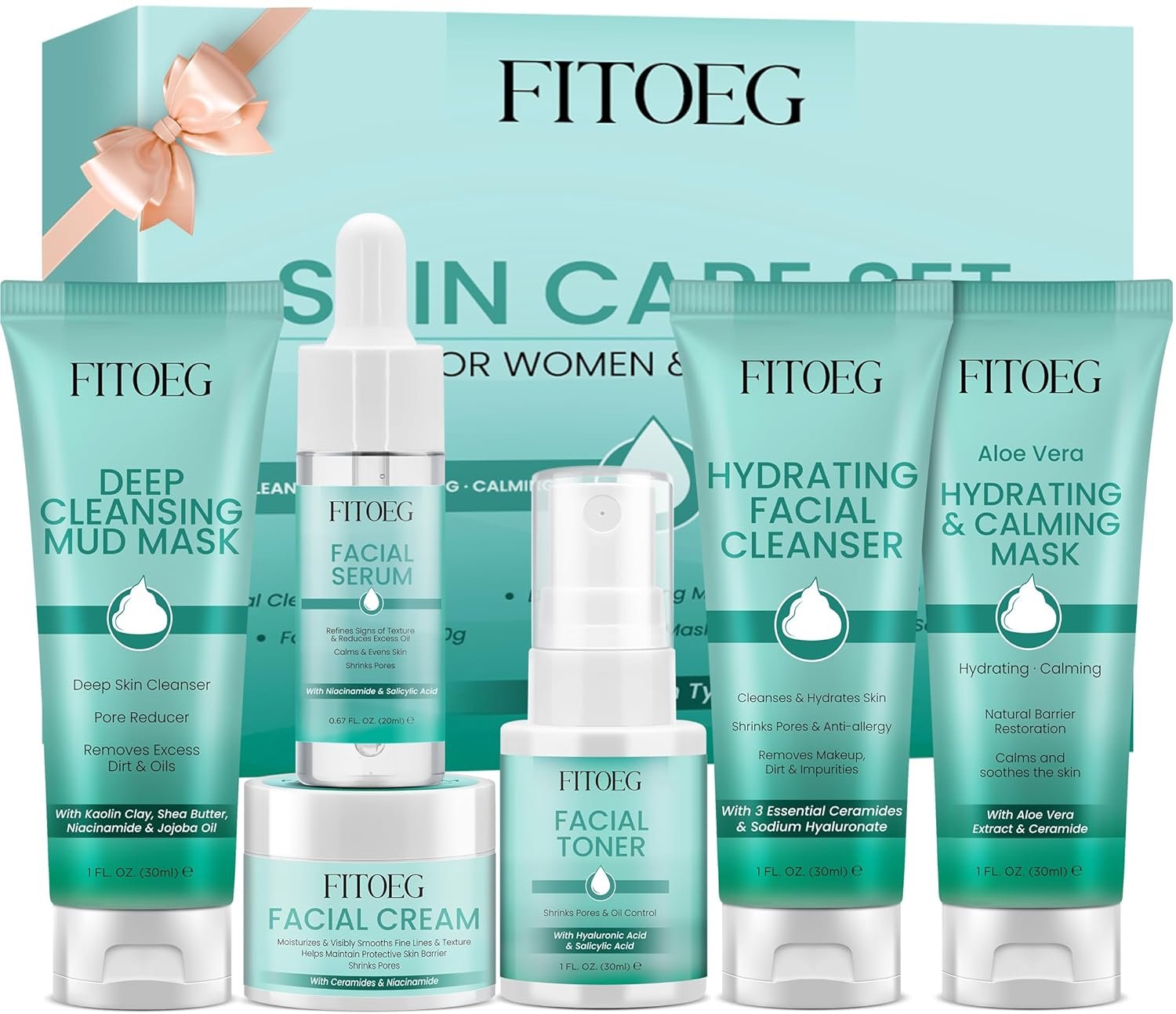 Teen Women Gifts,Skin Care,Skincare,Hydrate,Oil Control,Pore Shrinking,Anti-Allergy Facial Skin Care Routine Kit Travel Size Gift Set Stocking Stuffers for Teen Girls 10-12 16-18 & Women for All Skin