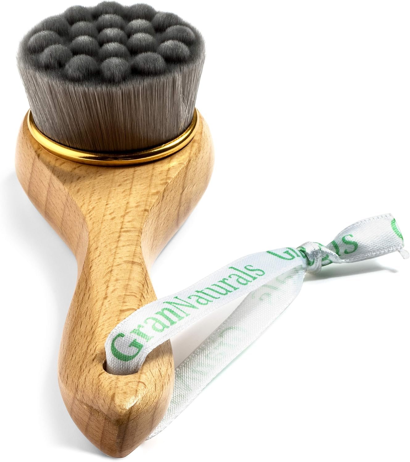 GranNaturals Manual Facial Cleansing Kabuki Brush – Skin Cleanser & Scrubber for Applying Foundation, Makeup, Face Mask, Acne Washing, Daily Deep Pore Cleaning – Men and Women