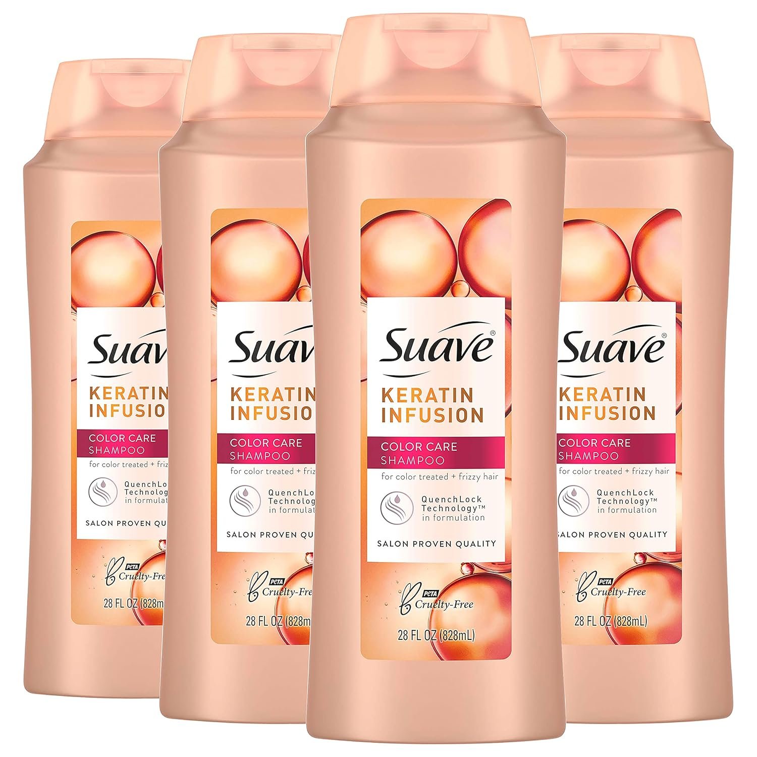 Suave Professionals Color Care Shampoo for Color Treated Hair Keratin Infusion Color Protecting Shampoo, 28 Ounce (Pack of 4)