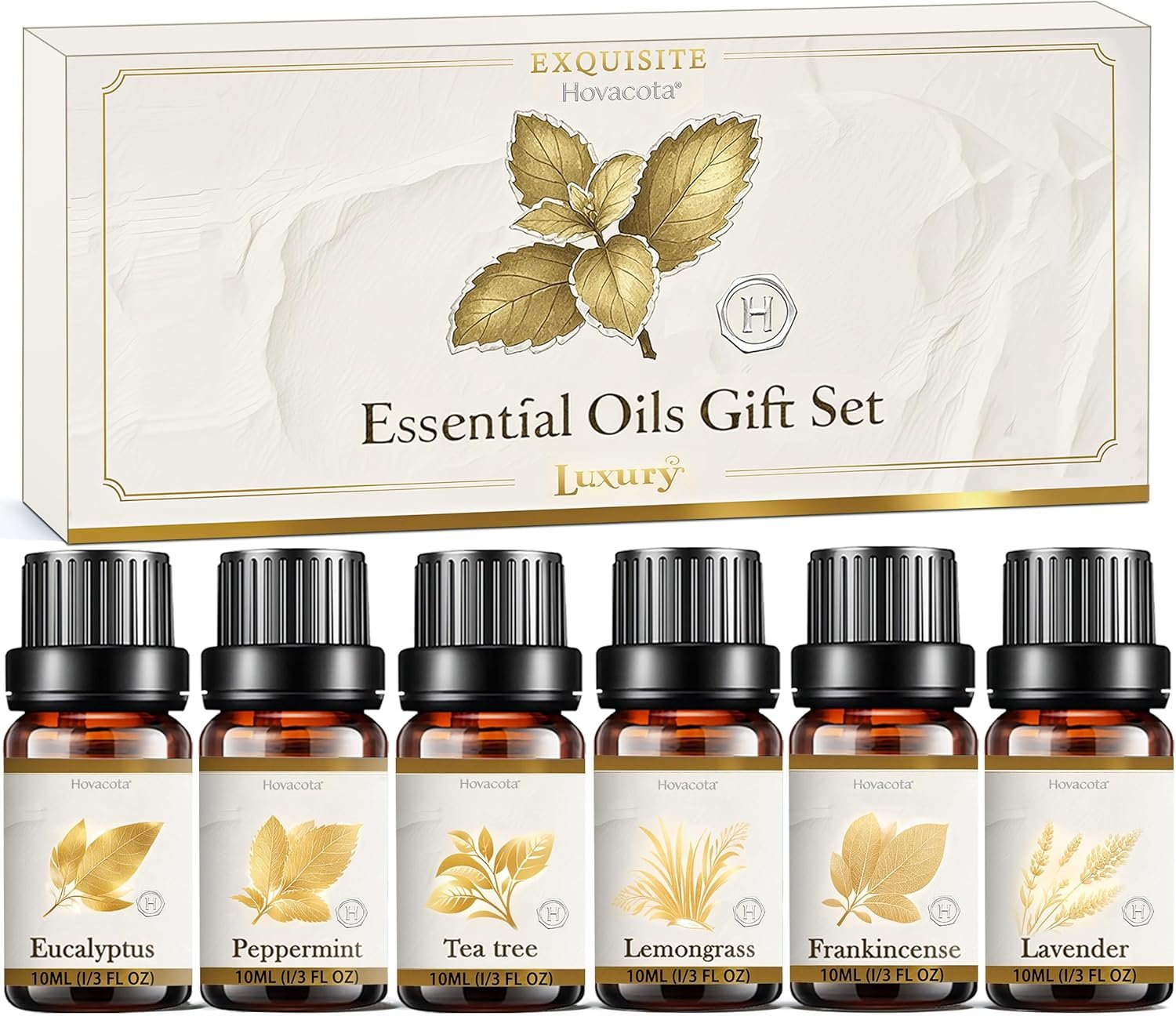 Essential Oil Set, Premium Fragrance Oils for Diffuser & Aromatherapy, Candle, Soap Making, Humidifiers, Scents Blends Included Frankincense,Lavender,Eucalyptus, Lemongrass,Peppermint,Tea Tree, 6x10ML