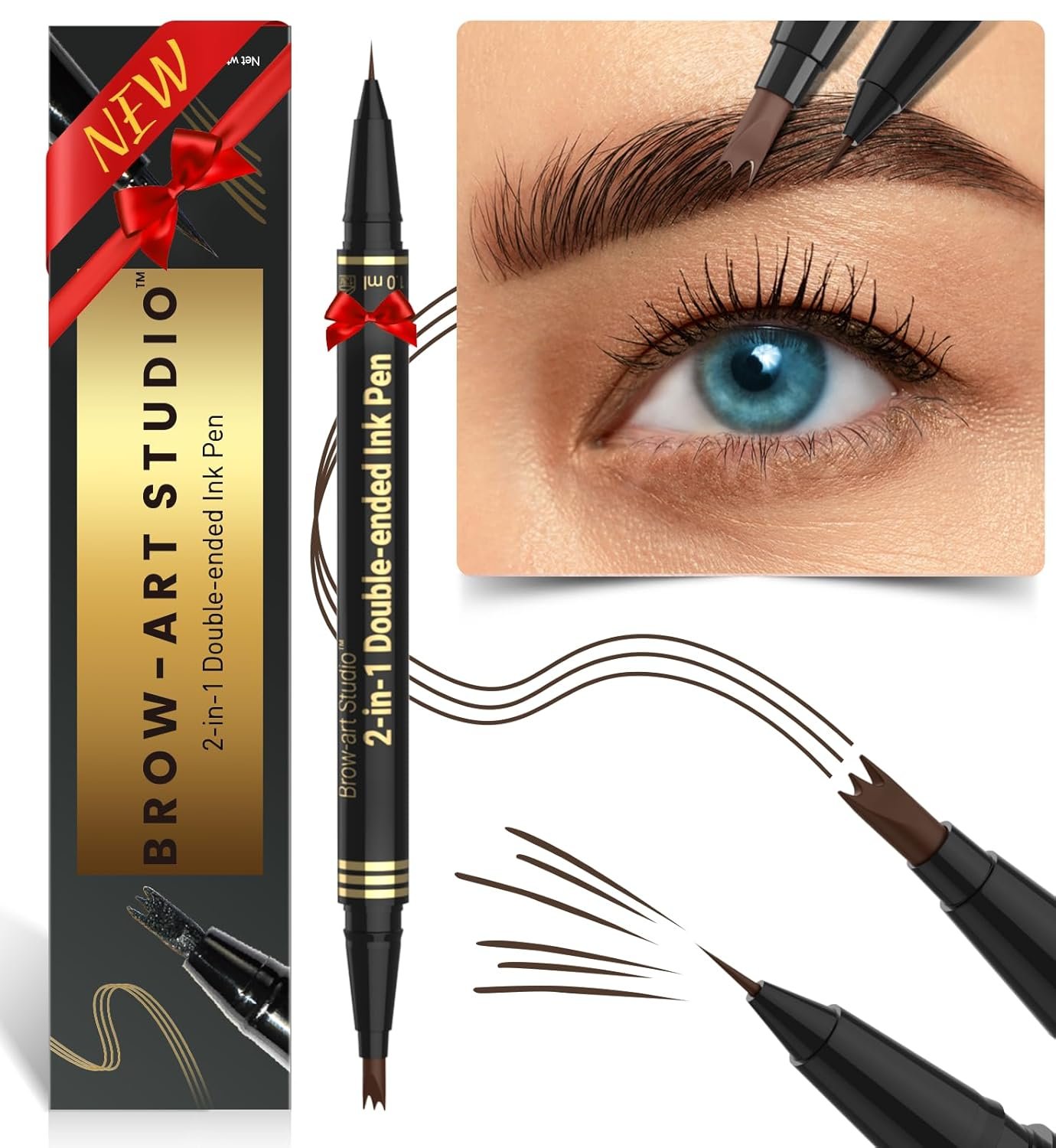 iMethod Microblading Eyebrow Pencil – Brow Pencil 2-in-1 Dual-Ended Eyebrow Pen with 3-Prong Micro-Fork-Tip Applicator and Precise Brush-Tip Creates Natural-Looking Brows, Stay on All Day, Dark Brown