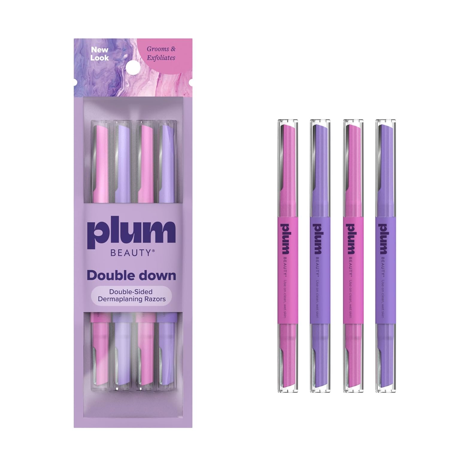 Plum Beauty Double-Sided Dermaplaning Razors (4-Pack) – Womens Facial Razors
